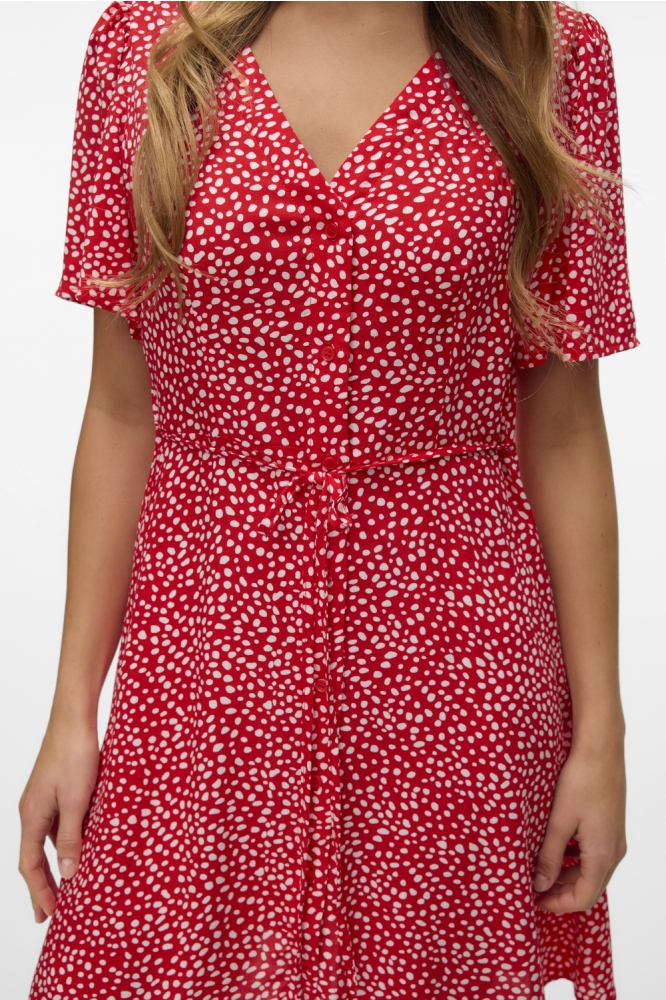 VMALBA SS SHORT DRESS WVN GA NOOS 10292845 FIERY RED /JOEY DOT